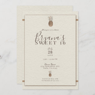 Invitation Ananas vintage Crème élegante minimale sucrée 16