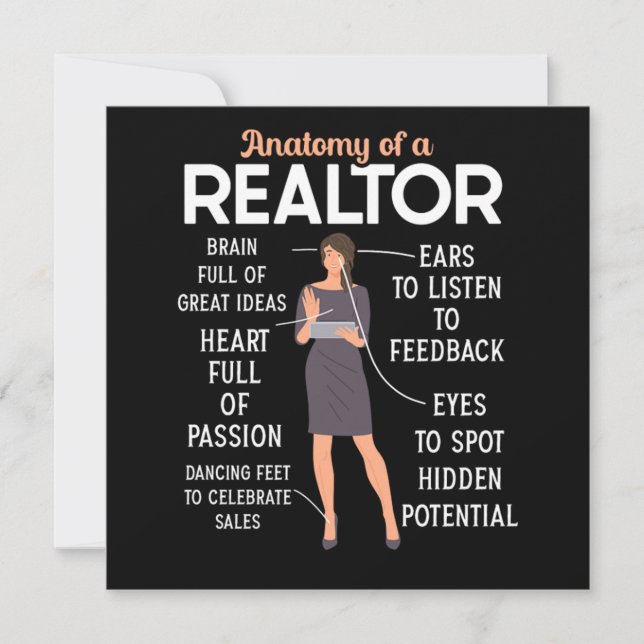 Invitation Anatomie De L'Agent Immobilier Realtor D'Une Coupe (Devant)