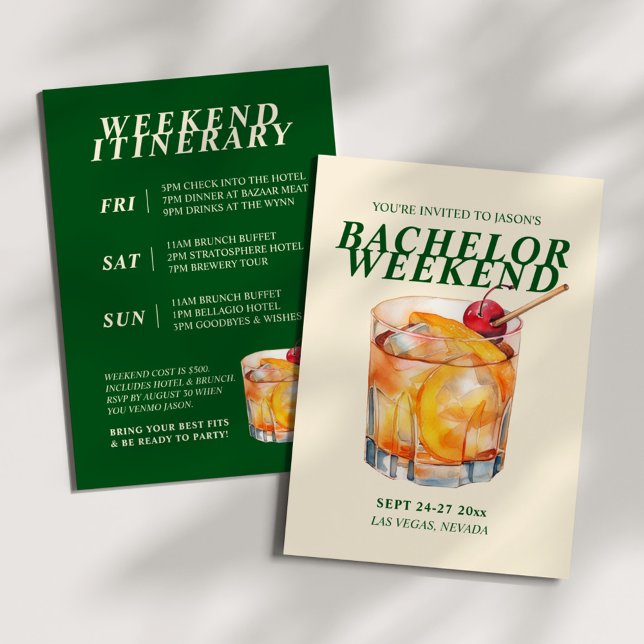 Invitation Ancien Cocktail Bachelor Week-end (Créateur téléchargé)