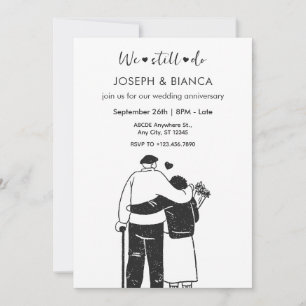 Invitation Ancien couple illustration mariage anniversaire
