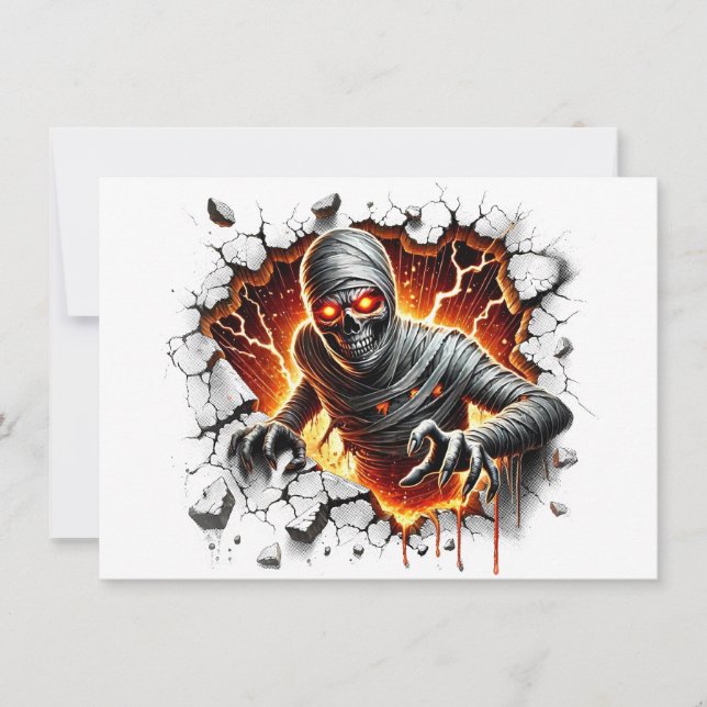 Invitation Ancien et Griezelig Mummie Skelet Breekt (Devant)