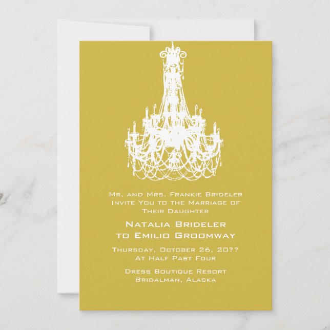 Invitation Ancien Mariage couleur unique Gold Bold (Devant)