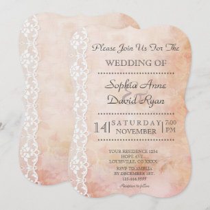 Invitation Ancien papier romantique avec Roses et Mariage den