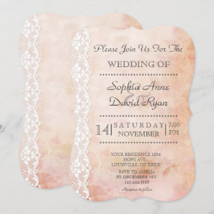 Invitation Ancien papier romantique avec Roses et Mariage den