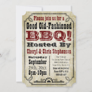 Invitation Ancien parti rustique rustique barbecue barbecue