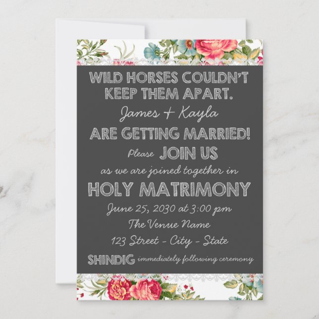 Invitation Ancien Rose de pays Chintz Mariage (Devant)
