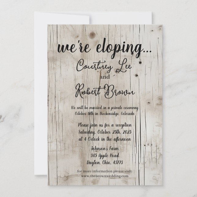 Invitation Ancienne Elopement Birchwood (Devant)