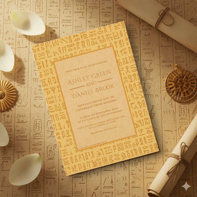 Invitation Ancient Egypt Hieroglyphic Motifs Egyptian Wedding (Créateur téléchargé)
