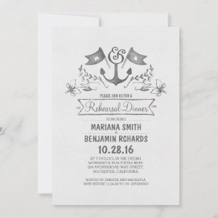Invitation Ancrage nautique dîner de répétition vintage plage