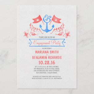 Invitation Ancrage nautique vintage fiançailles de plage