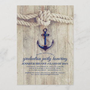 Invitation Ancre Bleu de la marine Parti de graduation nautiq