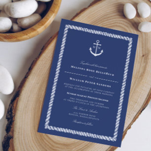 Invitation Ancre bleu marine Mariage de monogramme