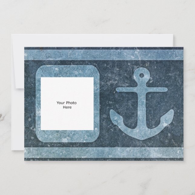 Invitation Ancre Bleue Ajouter Texte/Photo (Devant)