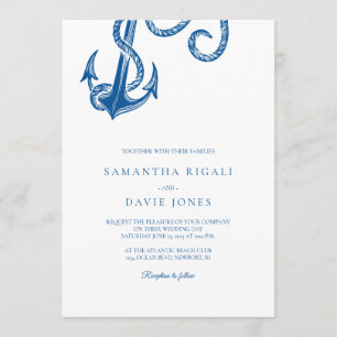 Invitation Ancre bleue Mariage nautique