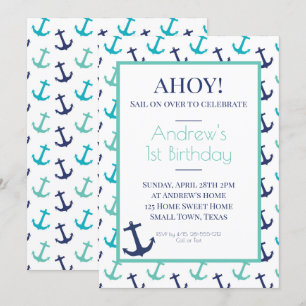 Invitation Ancre bleue marine