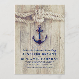 Invitation Ancre Bleue Marine Dîner de répétition nautique ru