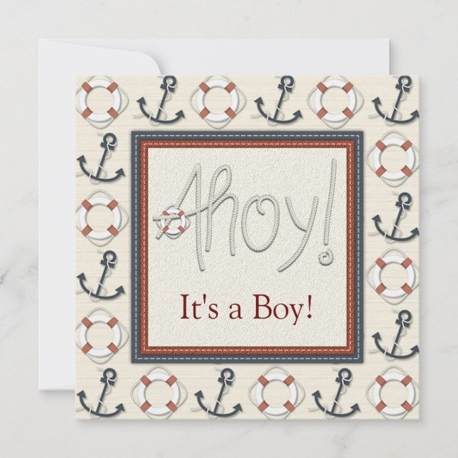 Invitation Ancre Cercle de vie garçons Baby shower nautique (Devant)