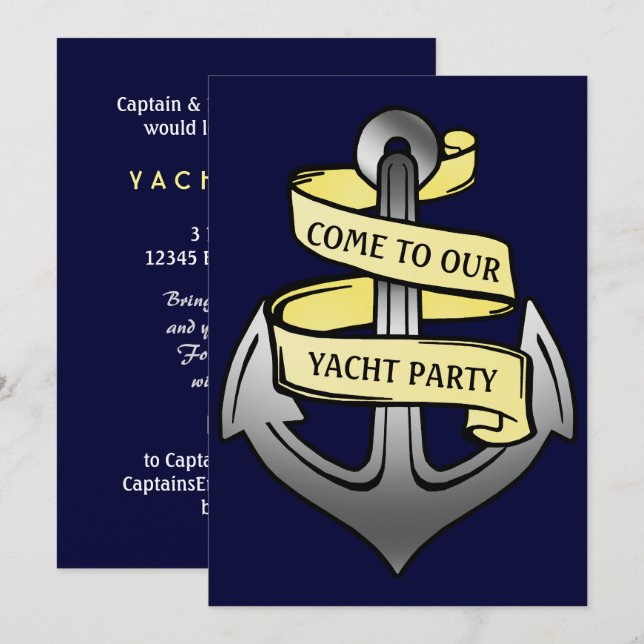 Invitation Ancre de bateau personnalisable (Devant / Derrière)