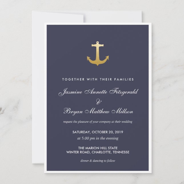 Invitation Ancre de Mariage d'or des faux marins (Devant)