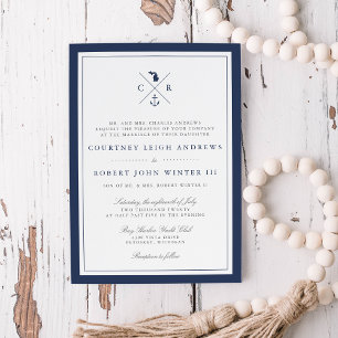 Invitation Ancre de marine nautique Monogram Mariage du Michi