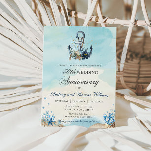 Invitation Ancre de Nautical Chic pour noces de plage