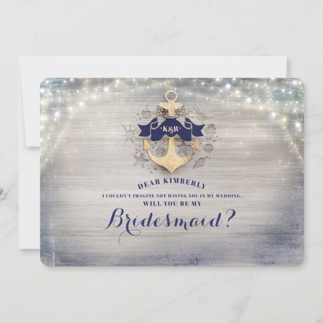 Invitation Ancre D'Or Nautique Serez-Vous Ma Femme D'Accueil (Devant)