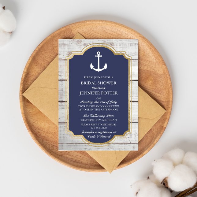 Invitation Ancré En Amour Rustique Fête des mariées Nautique (Créateur téléchargé)