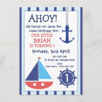 Ancre Et Bateau À Voile Nautique Anniversaire Invi