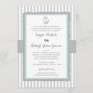 Invitation Ancre Gris Gris Gris Plage Mariage