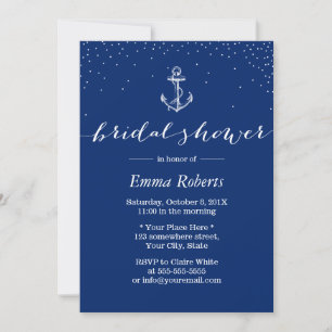Invitation Ancre marine Fête des mariées bleue