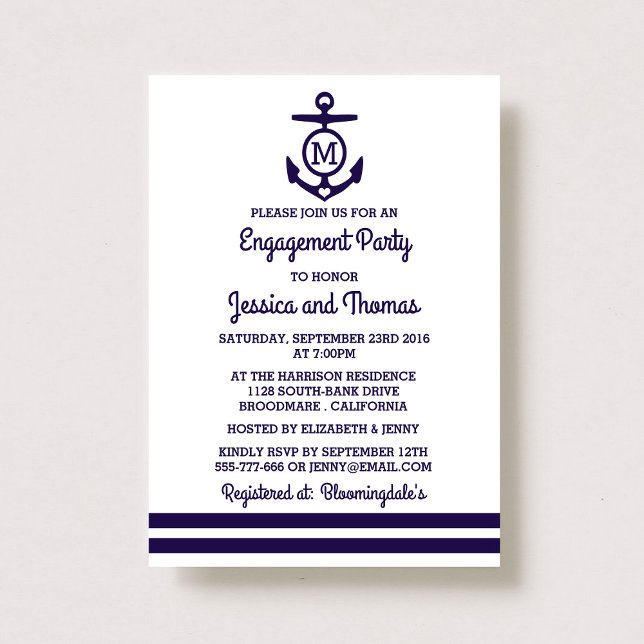 Invitation Ancre Monogramme de la Marine (Créateur téléchargé)