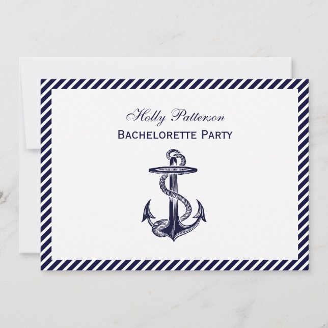 Invitation Ancre nautique Bachelorette 2H de diag de la marin (Devant)