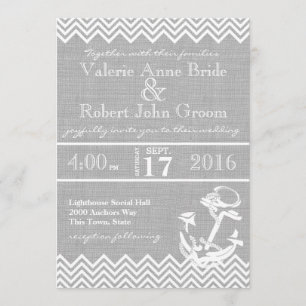 Invitation Ancre nautique Chevron Beach Mariage
