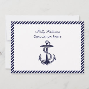 Invitation Ancre nautique Diag Stripe 2H Graduation Marine