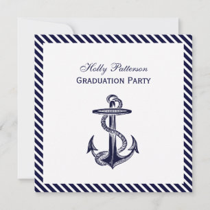 Invitation Ancre nautique Diag Stripe 2SQ Graduation