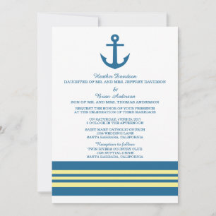 Invitation Ancre Nautique Jaune Bleu Inviter