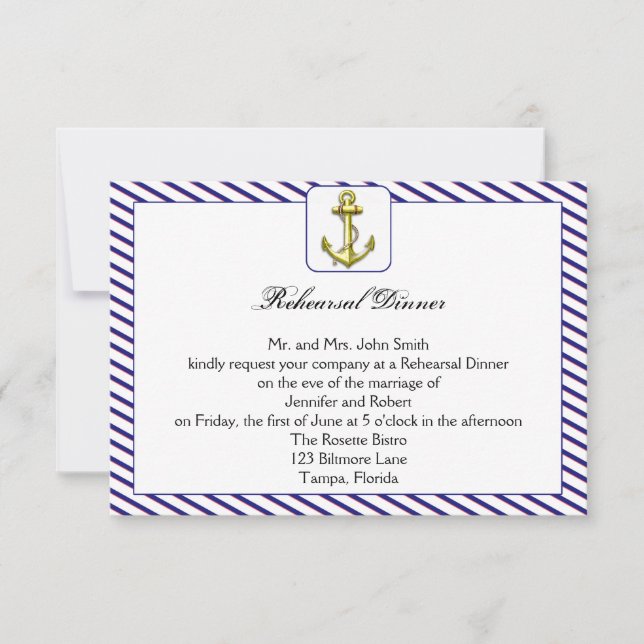 Invitation Ancre nautique lors du dîner de répétition des Mar (Devant)