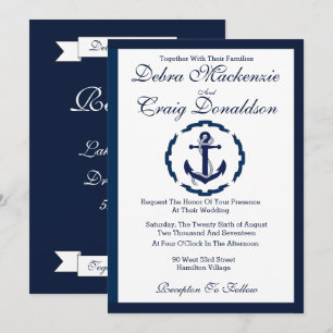 Invitation Ancre nautique, Mariage