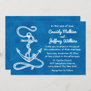 Invitation Ancre nautique Mariage de couleur bleu marine