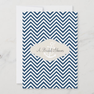 Invitation Ancre nautique moderne Preppy Chevron Stripe