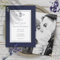 Ancre nautique Photo Mariage Monogramme bleu marin