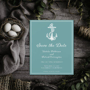 Invitation Ancre nautique turquoise Enregistrer l'Invitation