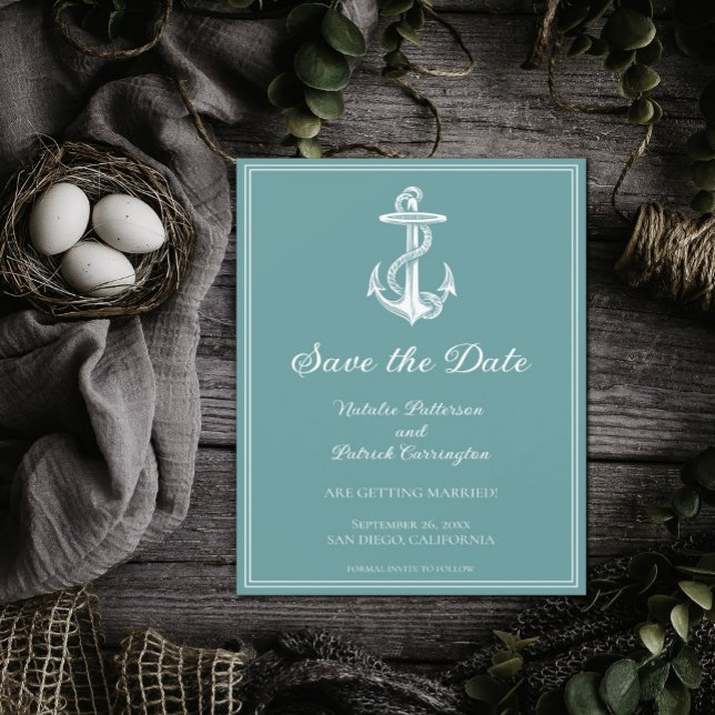 Invitation Ancre nautique turquoise Enregistrer l'Invitation  (Créateur téléchargé)