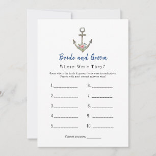 Invitation Ancre "Où étaient-ils" Jeu de douche nuptiale