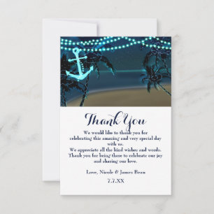 Invitation Ancre & Palm Trees Beach Mariage de nuit Merci