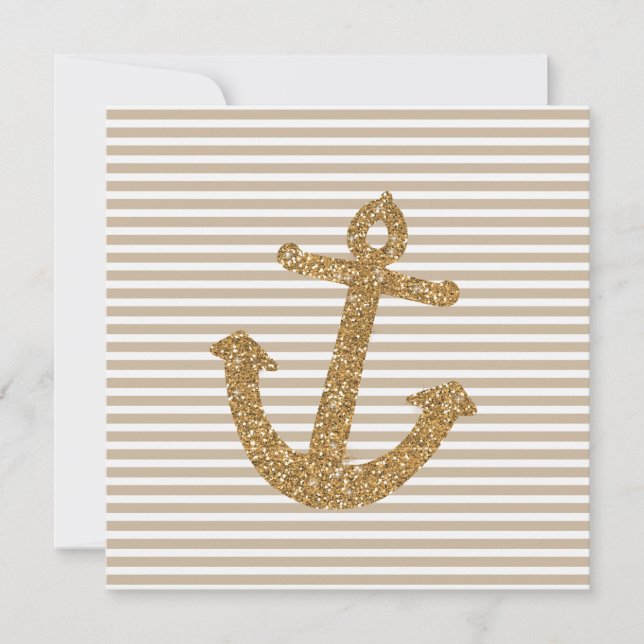 Invitation Ancre Parties scintillant Girly Gold (Devant)