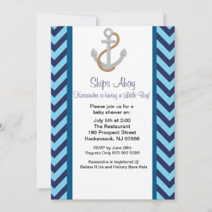 Invitation Ancres loin de l'invitation de Baby showers nautiq
