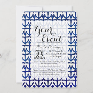 Invitation Ancres nautiques peintes en aquarelle Cool