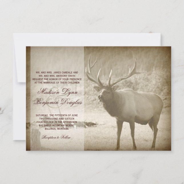 Invitation Andouillers de faune de grand jeu d'élans épousant (Devant)