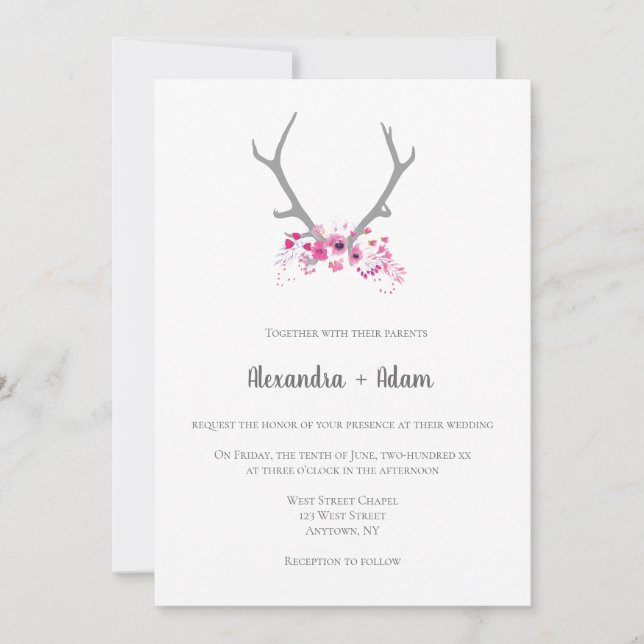 Invitation Andouillers floraux rustiques épousant des (Devant)
